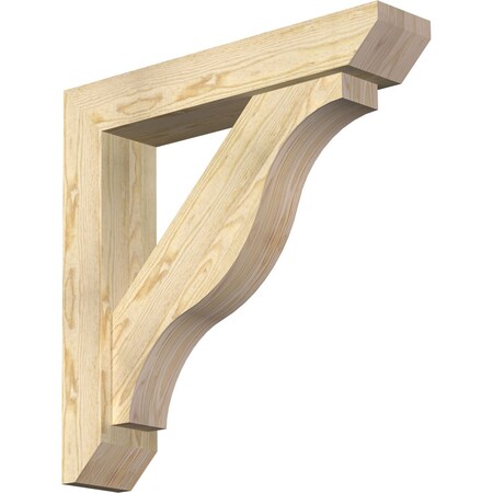 Funston Slat Rough Sawn Bracket W/ Offset Brace, Douglas Fir, 6W X 30D X 30H